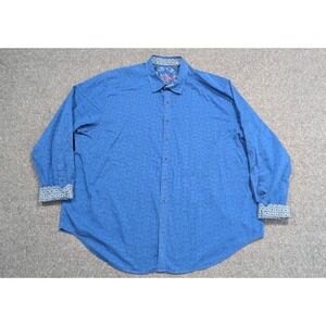 Robert Graham Shirt Men's 2XL Blue Flip Cuff Retro Paisley Print Maximalist Flaw